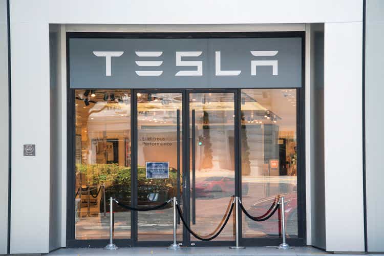 Tesla inc cars flagship store at Raffle Place shopping center