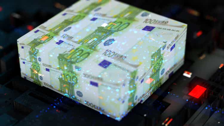 one hundred dollar bill inside digital processor