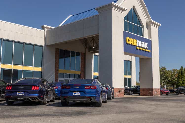 CarMax Auto Dealership Muscle car display. CarMax is the largest used and pre-owned car retailer in the US.