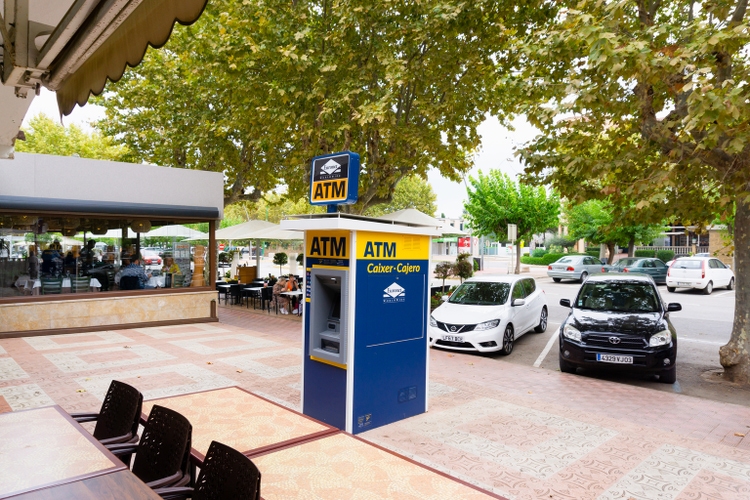 Automatic teller machine ATM in the streets of the town of Empuriabrava