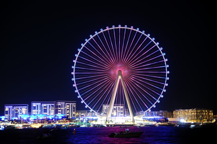 The grand opening sound and light show of "Ain Dubai" ferris wheel in Dubai, United Arab Emirates