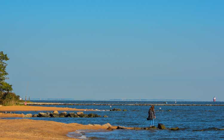 Sandy Point State Park on Chesapeake bay in Annapolis, Anne Arundel County, Maryland