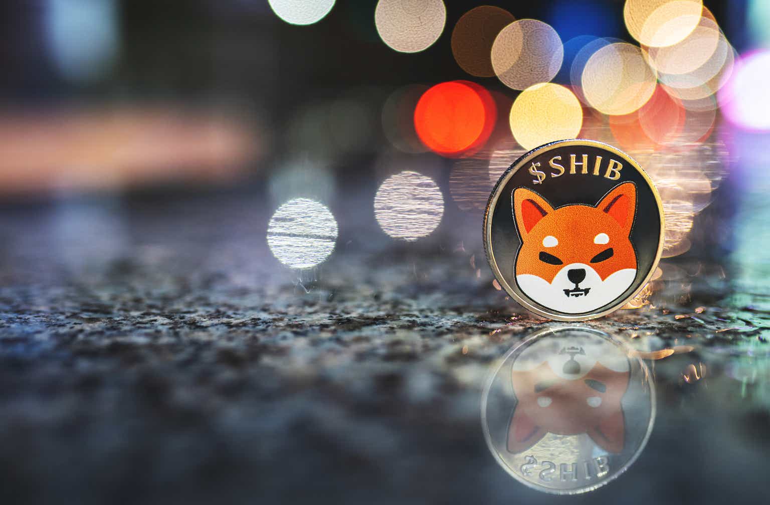 Shiba Inu or Shib cryptocurrency coin with copy space