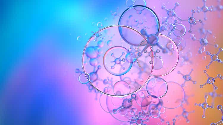 Abstract nano molecular structure. Water 3d spheres