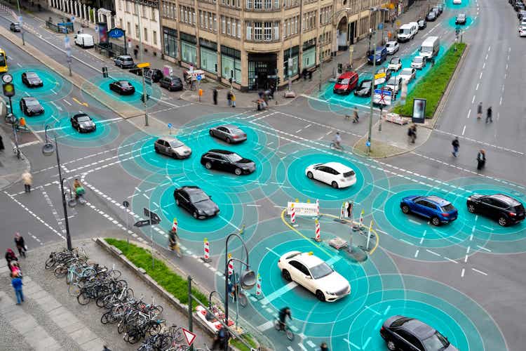 Self Driving Cars Navigating a Busy City Intersection