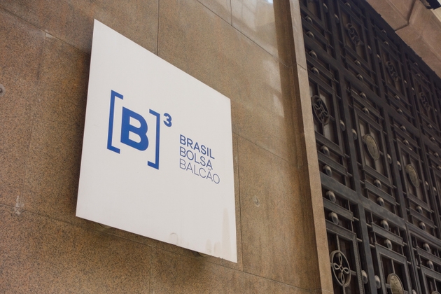 Sao Paulo, Brazil: B3 brazilian stock Exchange board on company building facade