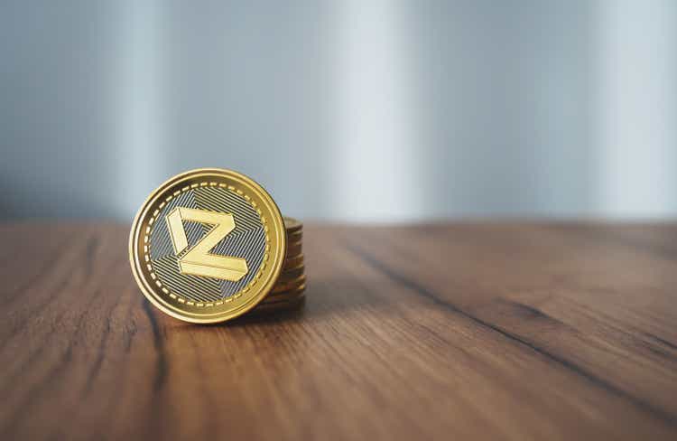 Zilliqa cryptocurrency coin with copy space