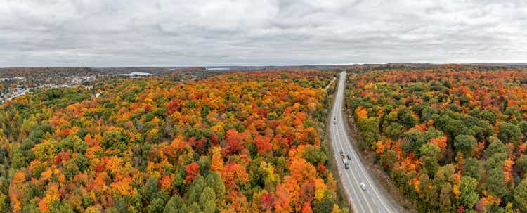 Huntsville and Highway 60 to Algonquin Park at Fall, Ontario, Canada