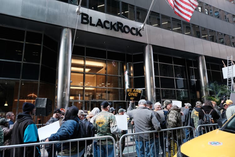 Coal Workers Union Pickets Outside BlackRock Investors In New York City