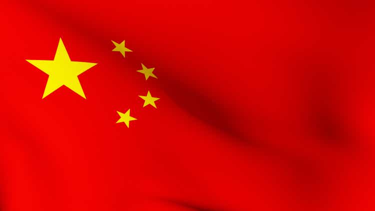 Flag of China, National Flag of the People"s Republic of China, Five-starred Red Flag State flag of China waving simple high resolution wavy background texture, closeup, nobody. Chinese nation symbols