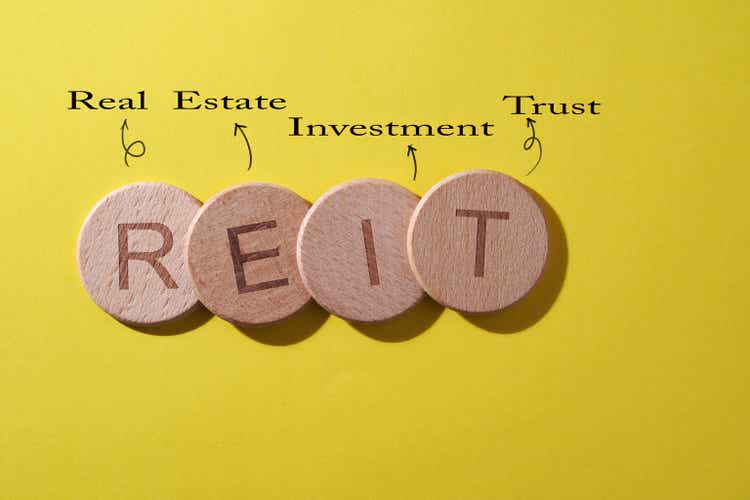 single word reit (real estate investment trust) on yellow background