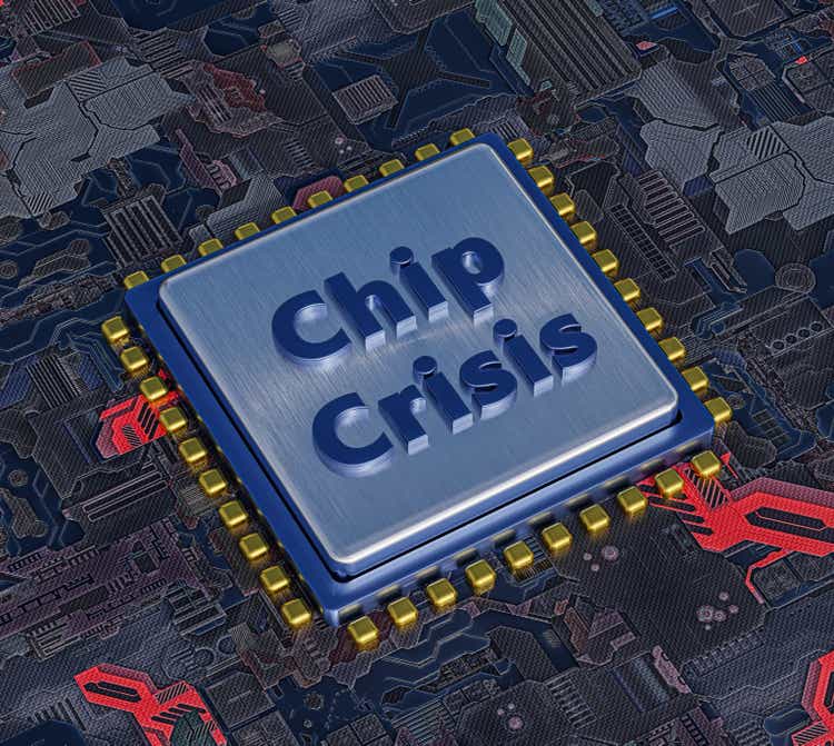 Кризис чипов, нехватка чипов. компьютерные и автомобильные чипы исчезли. 3d иллюстрация, 3d рендер.