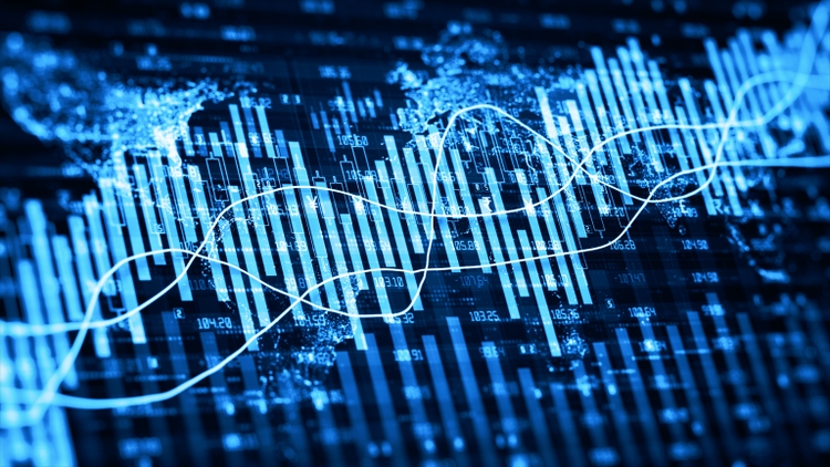 Digital information financial finance trends, Financial business sketch pinch charts and banal numbers showing profits and losses complete clip dynamically, Business and finance. 3d rendering