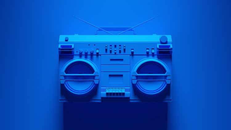 Blue Boombox Post-Punk Stereo with Blue Background