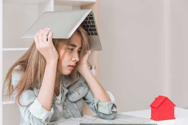 People teen girl stress worry with home expense and debt concept