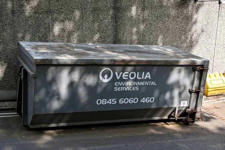 Heavy industrial waste bin used by Veolia Environmental services