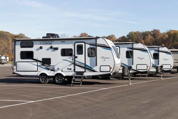 Freedom Express Travel Trailer by Coachmen RV display.