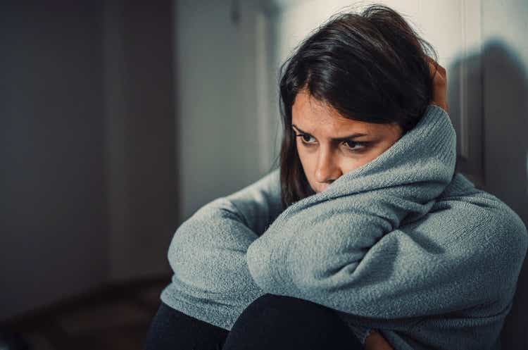 Close Up Of Woman Having A Mental Breakdown