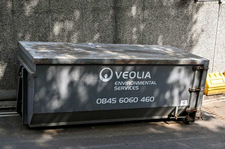 Heavy industrial waste bin owned by Veolia Environmental