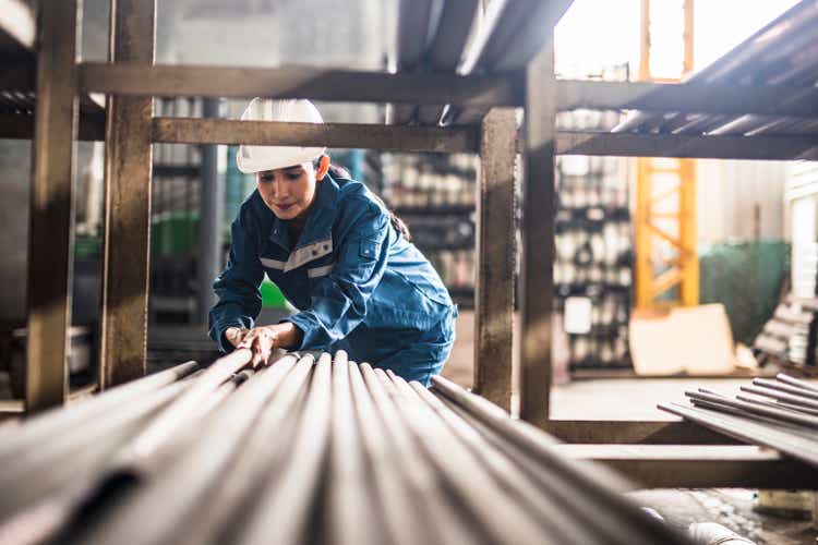 Female Steel Factory Worker at work