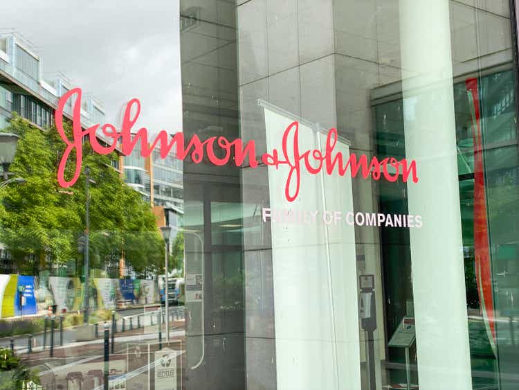 Entrance to the building of the French headquarters of Johnson and Johnson