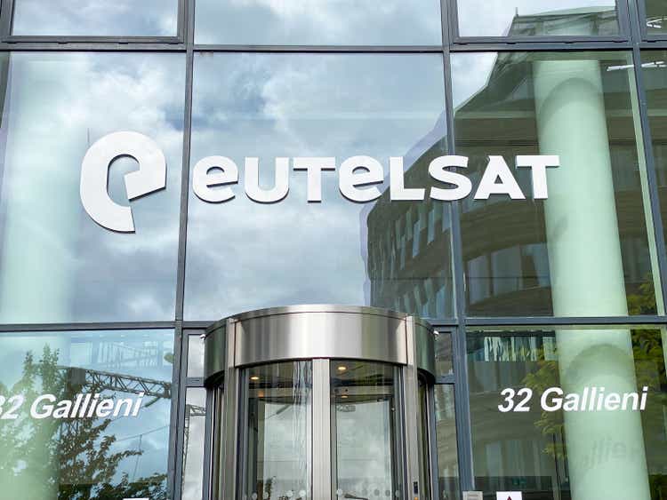 Entrance of Eutelsat headquarters near Paris