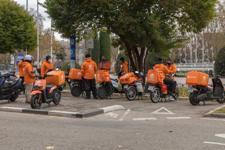 Just Eat riders, Madrid, Spain