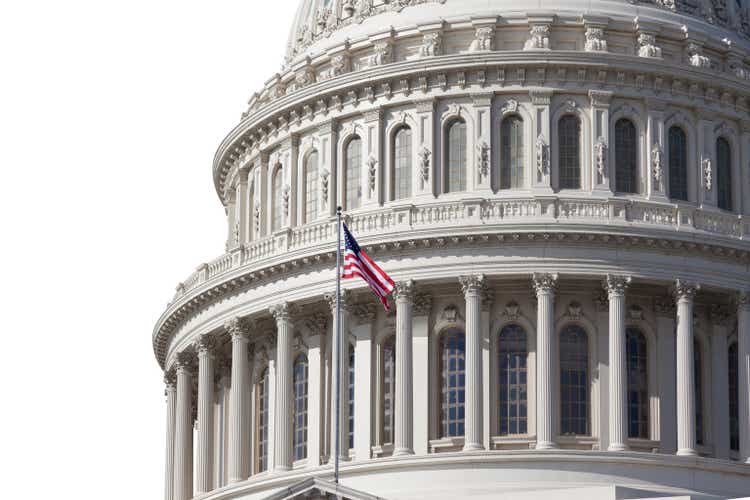 Congress l building is isolated on white.