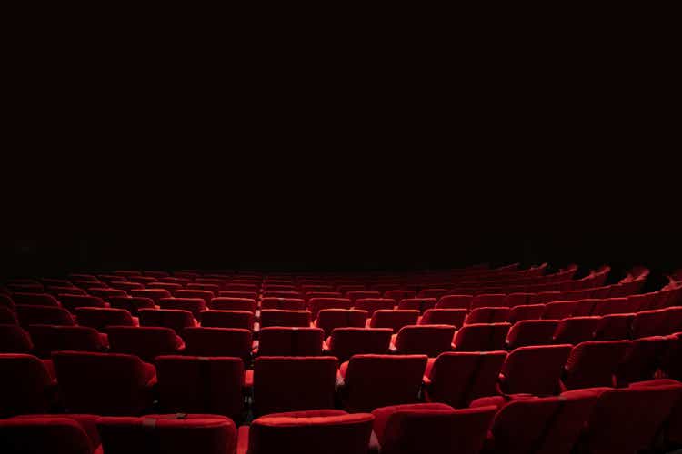 theater seats and stage with black isolated stage