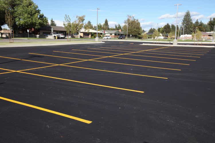 Newly striped parking lot