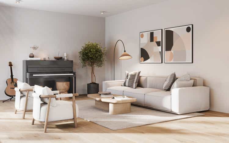 3D rendering of a cozy living room