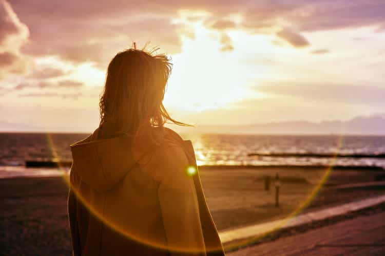 Portrait of young woman on beach