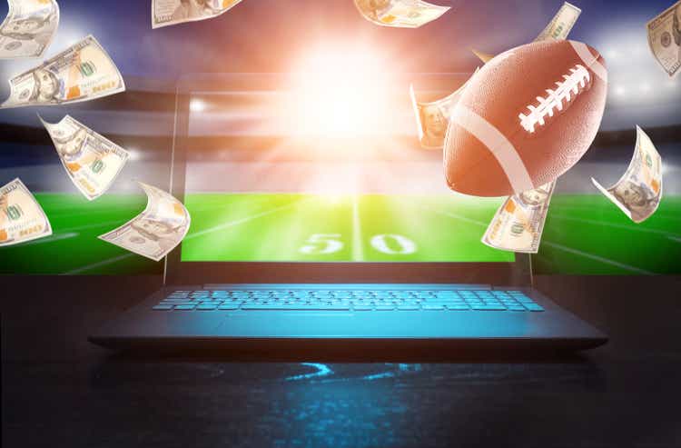 Online sports betting concept. American football