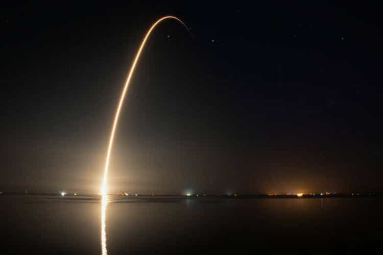 Rocket launch long exposure streak shot
