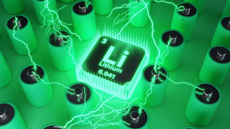 3D Render Green Lithium Batteries glow lightning abstract concept