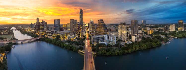 Downtown Austin Texas with capital and riverfront