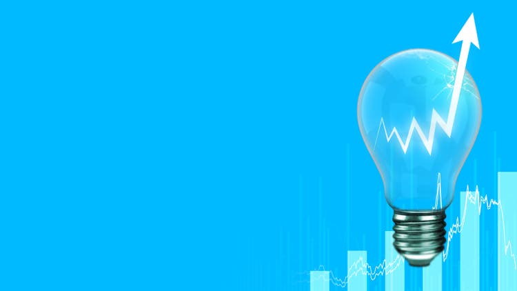 Electric costs increasing. Power bills going up. Energy prices increasing. Background with copy space for text.