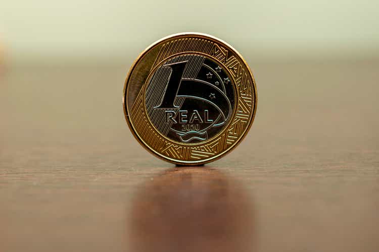 One real coin isolated. brazilian money
