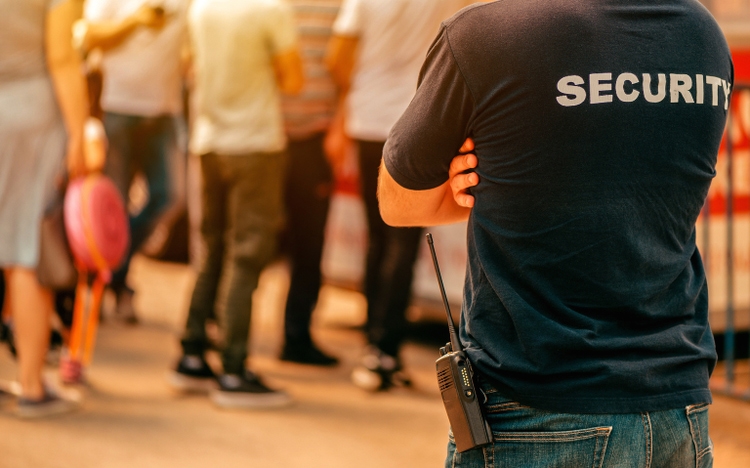 Security guard at live festivale event