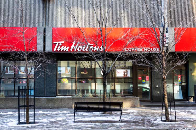 Tim Hortons restaurant in downtown of Ottawa, Canada.