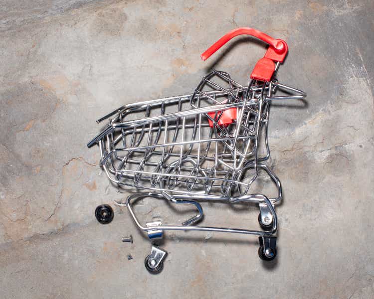 Crushed shopping cart
