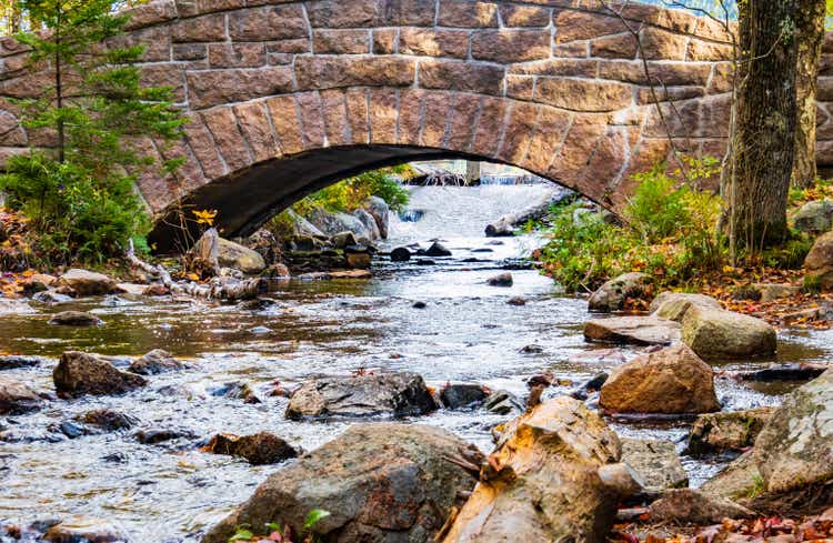 historic stone bridge on footpath in Acadia National Park