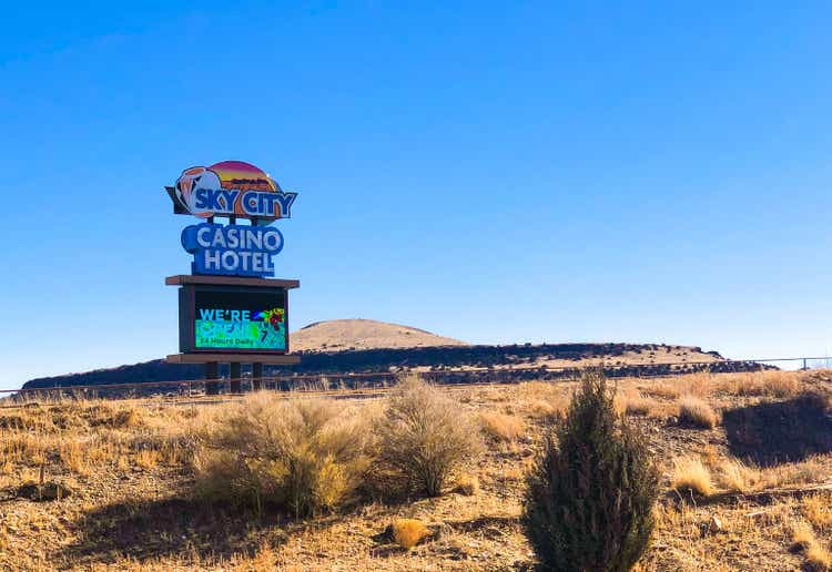 Acoma Pueblo, NM: Sign on I-40: Sky City Casino Hotel