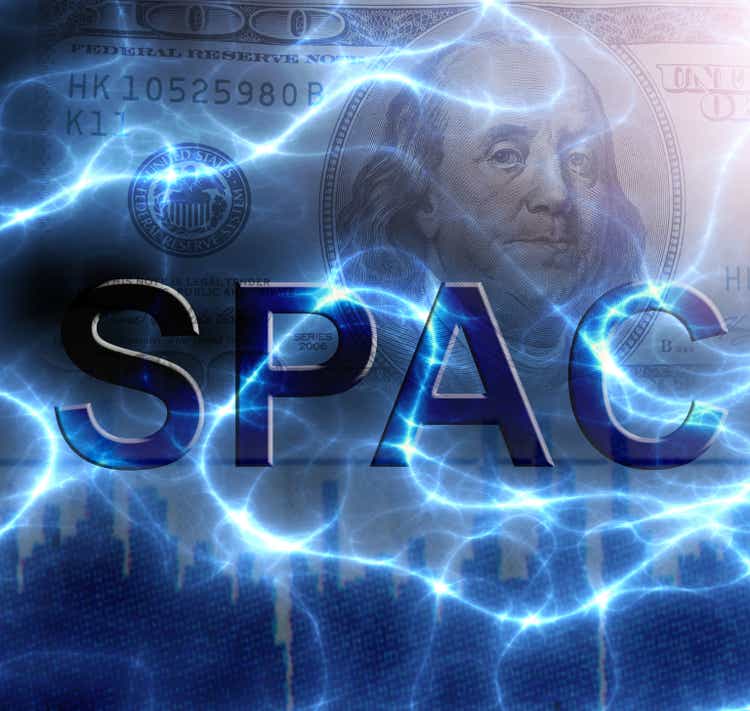 SPAC - Special Purpose Acquisition Company - stock market text and currency platform