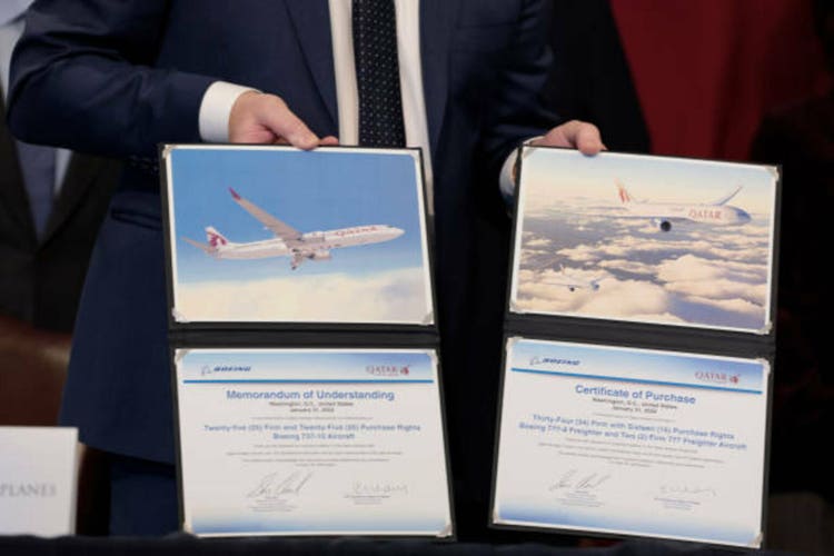 Commerce Secretary Gina Raimondo Holds Signing Ceremony With Qatar Airways, Boeing, And GE Aviation