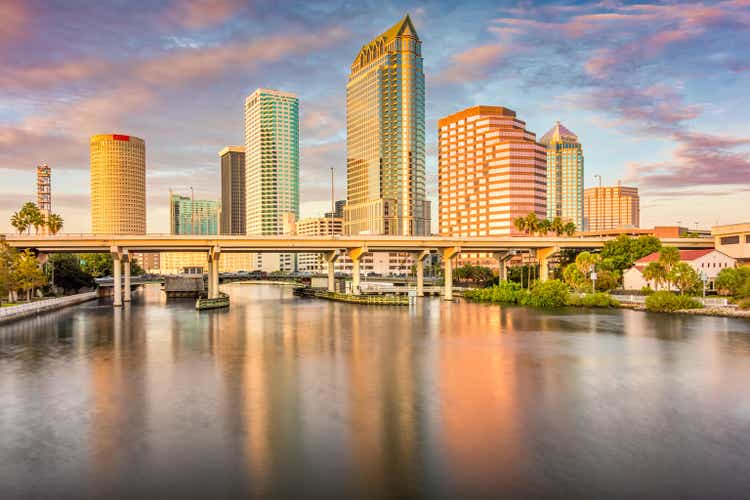 Tampa Skyline Florida Dramatic Sunset