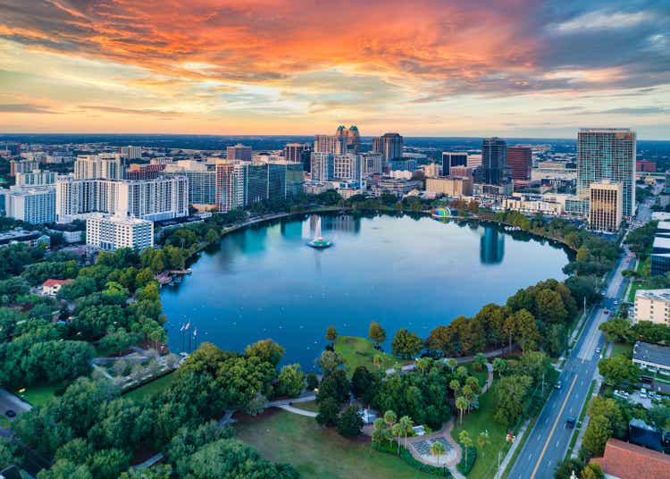 Orlando, Florida, USA Downtown Drone Skyline Aerial