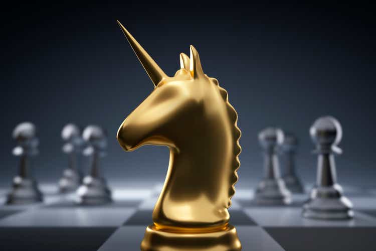 Golden chess piece unicorn