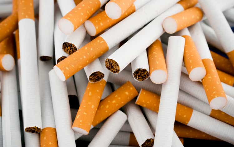 Cigarettes randomly piled in a large heap