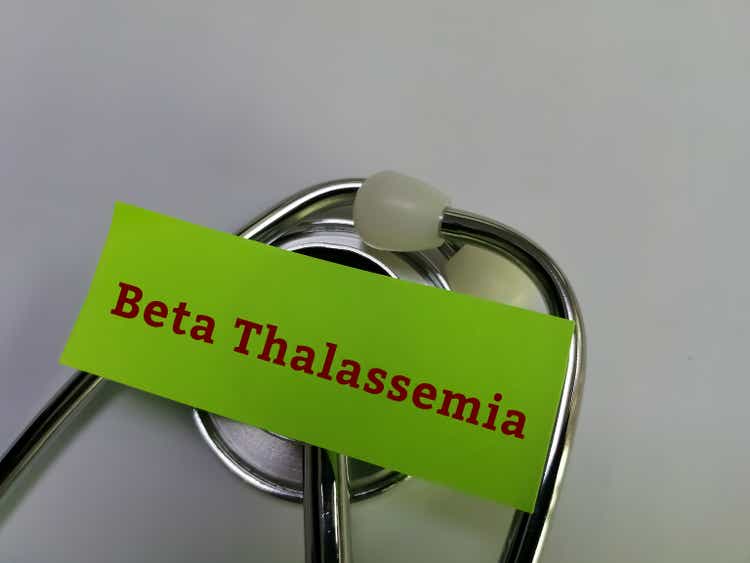 Beta thalassemia term with stethoscope. medical concept